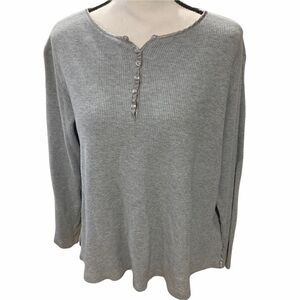 Quacker Factory Ribbed CottonHenley Shiny Buttons‎